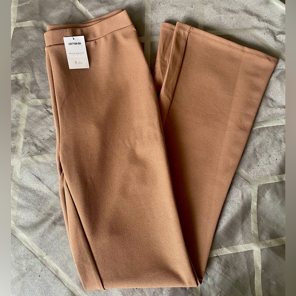 Pull On Flare Pants - Stretch Fabric - Cocoa Bean Brown Color - Size M